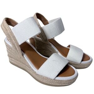MIA Brittni White Espadrille Wedge Sandals Womens Size 6 Boho Platform